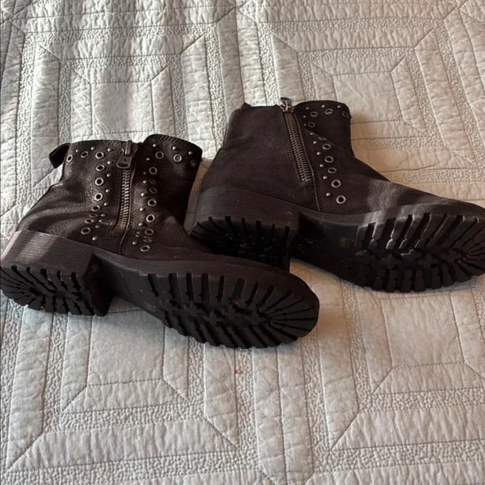 Lucky Brand Black Ankle Boots with Eyelet Detail